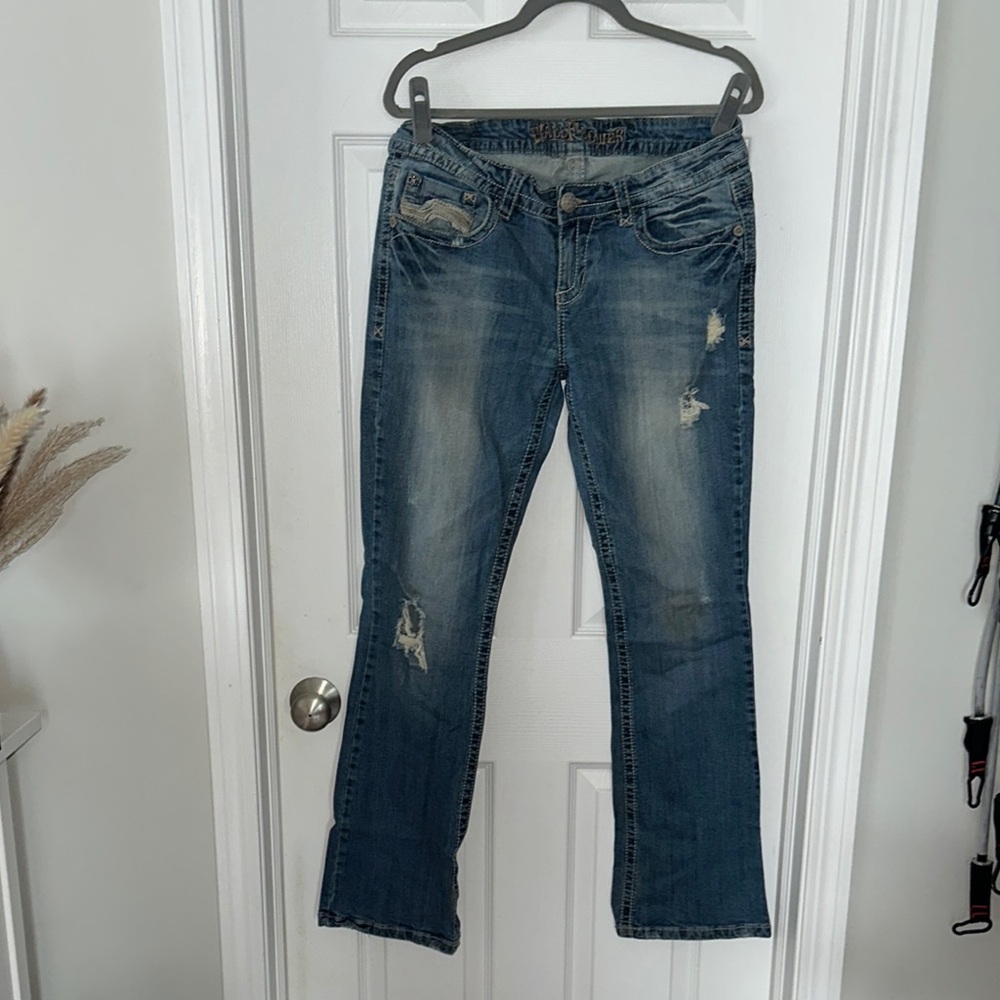 Wallflower Blue Boot Cut Jeans with Distressed Details